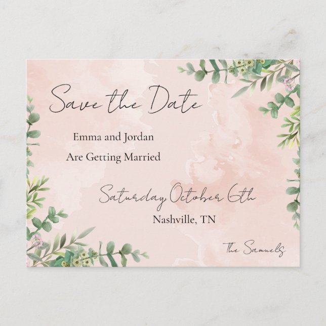 Carte Postale Faire-part Floral Save The Date Card (Devant)