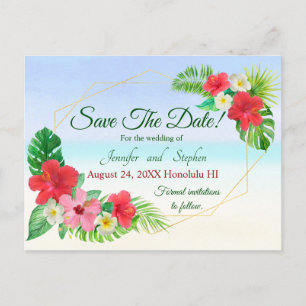 Carte Postale Faire-part Flore tropicale Enregistrer le Mariage de date