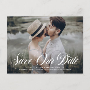 Carte Postale Faire-part Flourver Script Enregistrer Notre Date Découper Ph