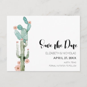 Carte Postale Faire-part Flower Love - Cactus Photo Enregistrer La Date