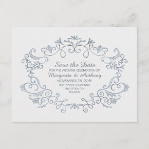 Carte Postale Faire-part flûtes à main d'encre vintage enregistrer la date