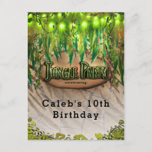 Carte Postale Faire-part Flyer pour l'événement FÊTE DE LA JUNGLE Feuilles