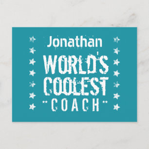 Carte Postale Faire-part Fond sarcelle avec étoiles grunge COACH A03