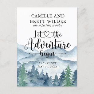 Carte Postale Faire-part Forest Adventure Mountains Baby shower Grossesse