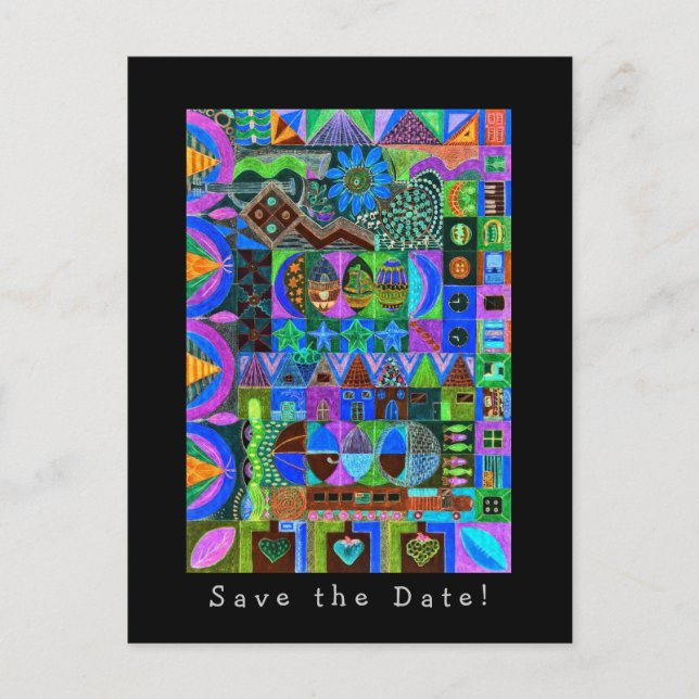 Carte Postale Faire-part Formes mosaïque Enregistrer la date! (Devant)