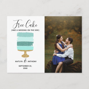 Carte Postale Faire-part Free Cake Funny Modern Photo Wedding Sauvez La Dat
