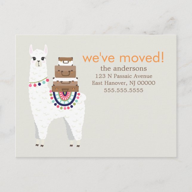Carte Postale Faire-part Fun Llama Changement d'adresse / Annonces de démén (Devant)