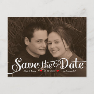 Carte Postale Faire-part Fun Modern Calligraphy Sepia Photo Enregistrer la 