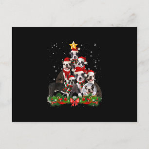 Carte Postale Faire-part Funny Boston Terrier Chien cadeau de Noël Arbre