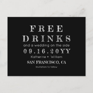 Carte Postale Faire-part Funny Chalkboard Boissons gratuites Mariage Enregi