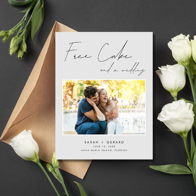Carte Postale Faire-part Funny Free Cake Mariage Photo Enregistrer la date (Funny Free Cake Wedding Photo Save the Date Postcard)