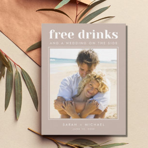 Carte Postale Faire-part Funny Free Drinks Mariage Photo Enregistrer la dat