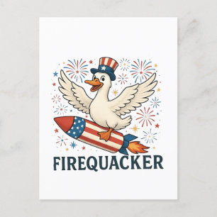 Carte Postale Faire-part Funny Rubber Duck USA Patriotic Firequacker 4e