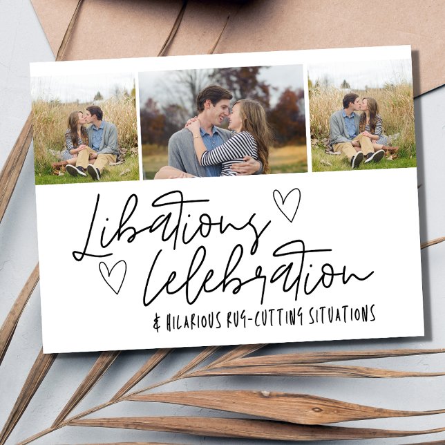 Carte Postale Faire-part Funny Three Photo Wedding Enregistrer la date (Funny Three Photo Wedding Save the Date Postcard)