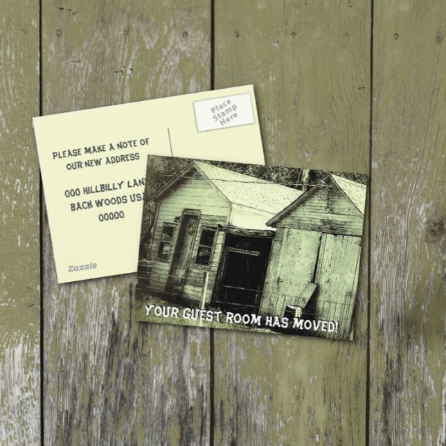 Carte Postale Faire-part Funny Vieux Hillbilly Maison Redneck Nous Déménage (Créateur téléchargé)