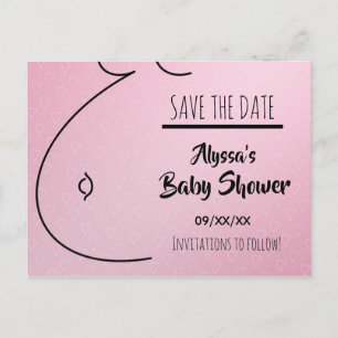 Carte Postale Faire-part Futur Bébé Cœurs Roses Baby Shower Save The Date