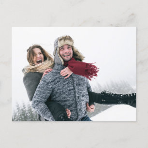 Carte Postale Faire-part Futur M & Mme Winter Tree Aquarelle bleu neige