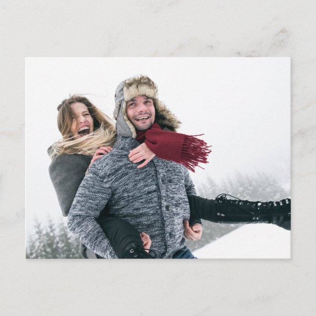 Carte Postale Faire-part Futur M & Mme Winter Tree Aquarelle bleu neige | (Devant)