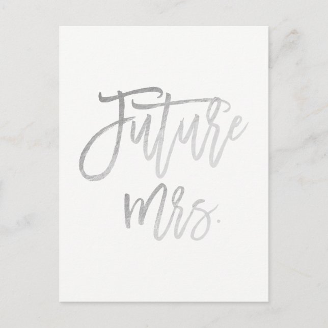 Carte Postale Faire-part Futur Mme Faux Silver Foil Moderne Enregistrer La  (Devant)