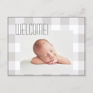 Carte Postale Faire-part Garçon Fille Gris Vérification Nom Naissance Stati