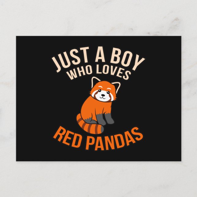 Carte Postale Faire-part Garçon Qui Aime Les Pandas Rouges Mignonnes Animau (Devant)