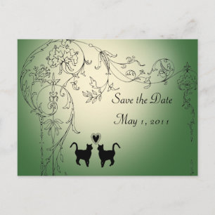 Carte Postale Faire-part Garden Cats Sauvez la date