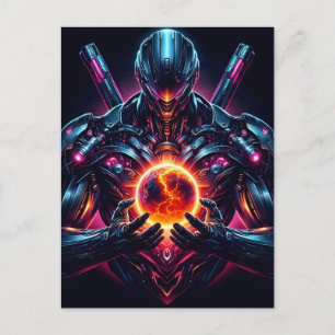 Carte Postale Faire-part Gardien Cosmique Cybernétique Abstrait Robot Futur