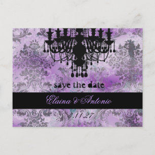 Carte Postale Faire-part GC Jolie lustre violet gris Damas