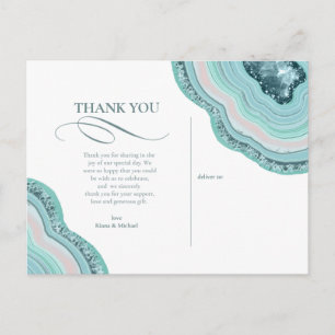 Carte Postale Faire-part Geode d'agate Paillettes Mariage Remerciements Tea