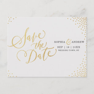 Carte Postale Faire-part Glam faux or parties scintillant calligraphie enre