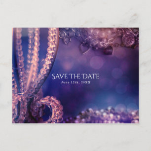 Carte Postale Faire-part Glamour Violet Éclat Chic Glamour Perles Enregistr