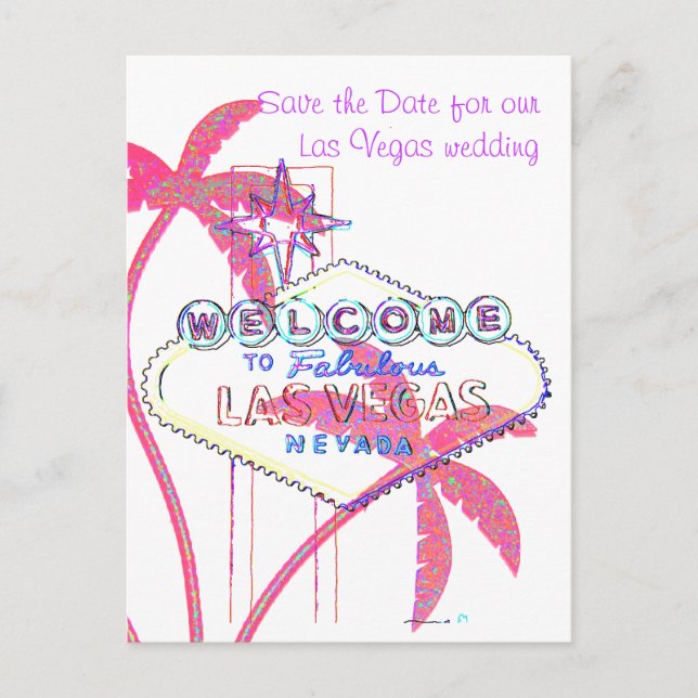 Carte Postale Faire-part Glittery Palms Las Vegas Enregistrer la date (Devant)