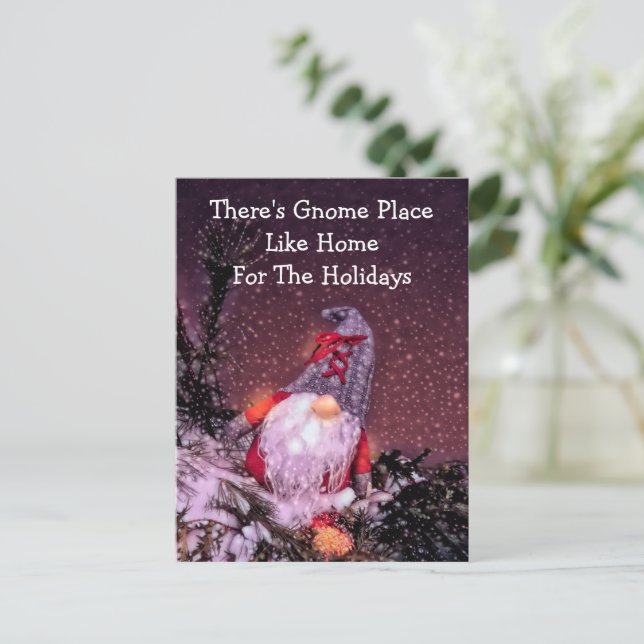 Carte Postale Faire-part Gnome Noël Nouvelle Maison Pour Les Vacances Migno (Debout devant)