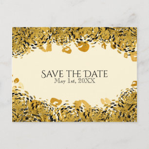 Carte Postale Faire-part Gold & Black Exotic Jungle Cheetah Enregistrer la