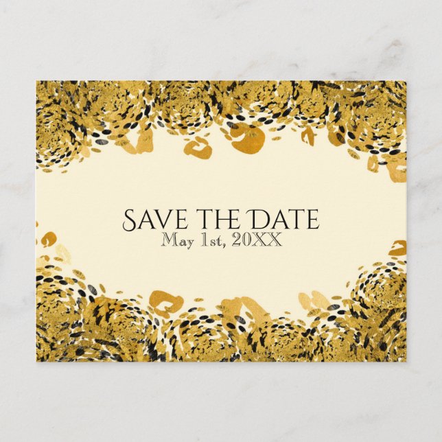Carte Postale Faire-part Gold & Black Exotic Jungle Cheetah Enregistrer la  (Devant)