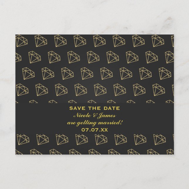 Carte Postale Faire-part Gold Diamond Moderne Bachelorette Enregistrer La D (Devant)