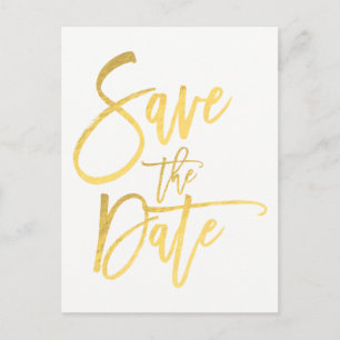 Carte Postale Faire-part Gold Foil Modern Script Type Mariage Enregistrer l