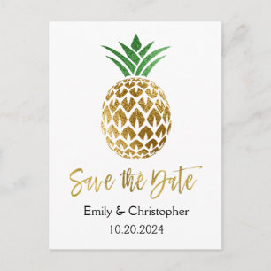 Carte Postale Faire-part Gold Foil Script Wedding Enregistrer la date Anana