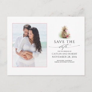Carte Postale Faire-part Gold Pineapple Photo Enregistrer la date