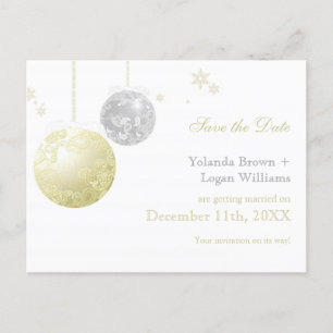 Carte Postale Faire-part Gold Silver Winter Wedding Enregistrer la date
