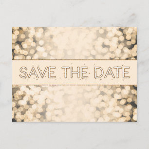 Carte Postale Faire-part Gold Sparkling Lights ENREGISTRER LA DATE Glam Car