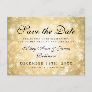 Carte Postale Faire-part Gold Winter Wonderland Anniversaire Enregistrer La