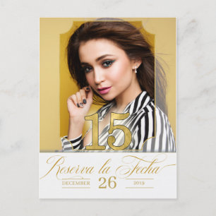 Carte Postale Faire-part Golden Hues Enregistrer la date Espagnol Réserve l