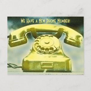 Carte Postale Faire-part Golden Retro Téléphone Nouveau Numéro de téléphone