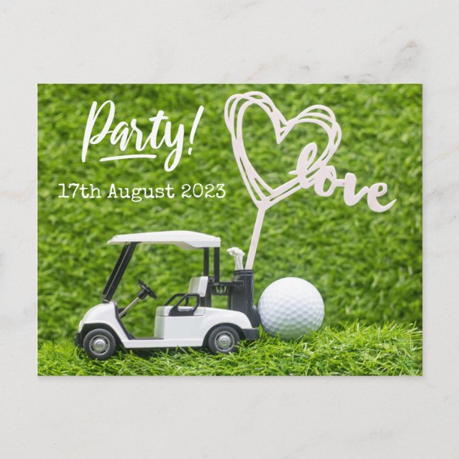 Carte Postale Faire-part Golf Enregistrer la date Fête pour golfeur (Devant)