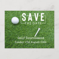 Golf Sauvez la date avec balle de golf sur vert