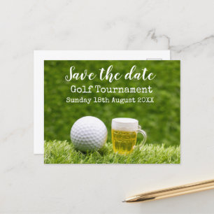 Carte Postale Faire-part Golf Sauvez la date Tournoi de golf avec bière