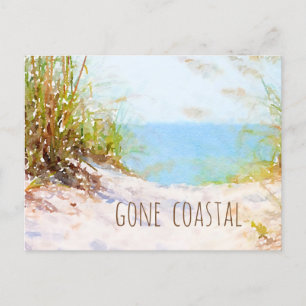 Carte Postale Faire-part Gone Coastal Nouvelle Maison Chemin de Plage Aquar