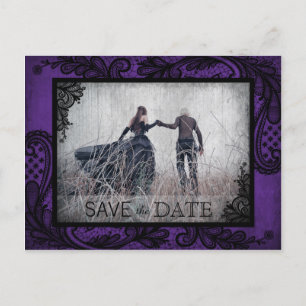 Carte Postale Faire-part Goth Grunge Lace Photo Enregistrer la date