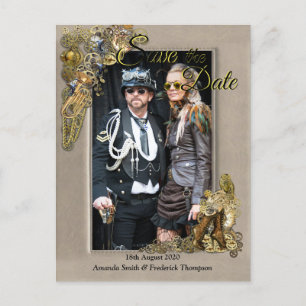 Carte Postale Faire-part Gothique - Cadre en cuir Steampunk Enregistrer la